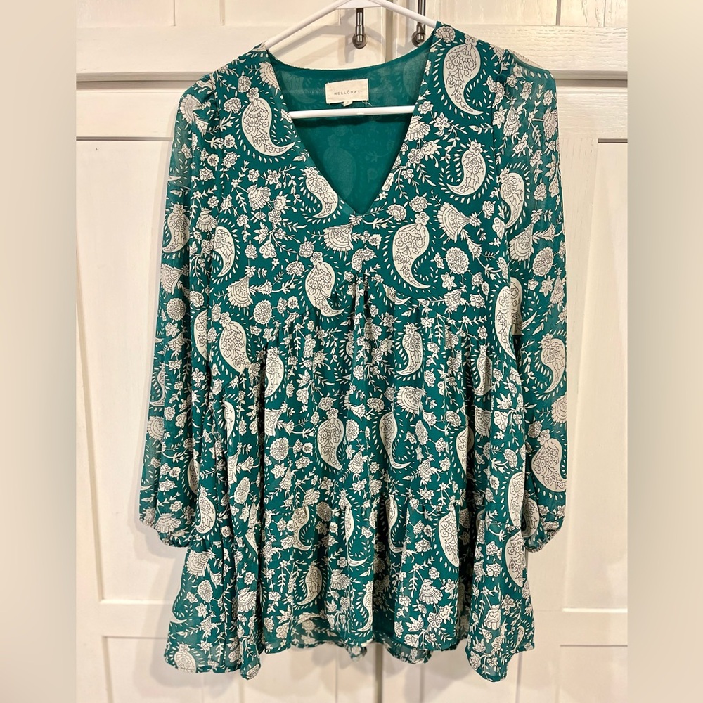 Melloday‎ Teal Paisley Print tunic